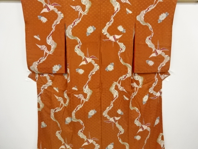 アンティーク　紋錦紗流水に折鶴模様着物